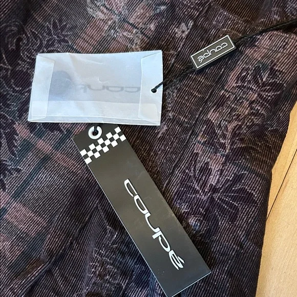 Floral and Plaid Corduroy A-Line Skirt in Dark Purple - Picture 7 of 7